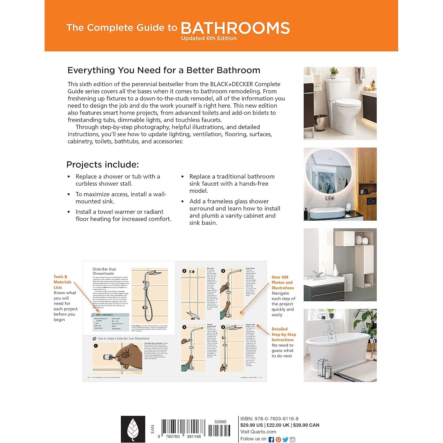 Black and Decker The Complete Guide to Bathrooms Updated 6th Edition: Beautiful Upgrades and Hardworking Improvements You Can Do Yourself (Black & Decker Complete Photo Guide)