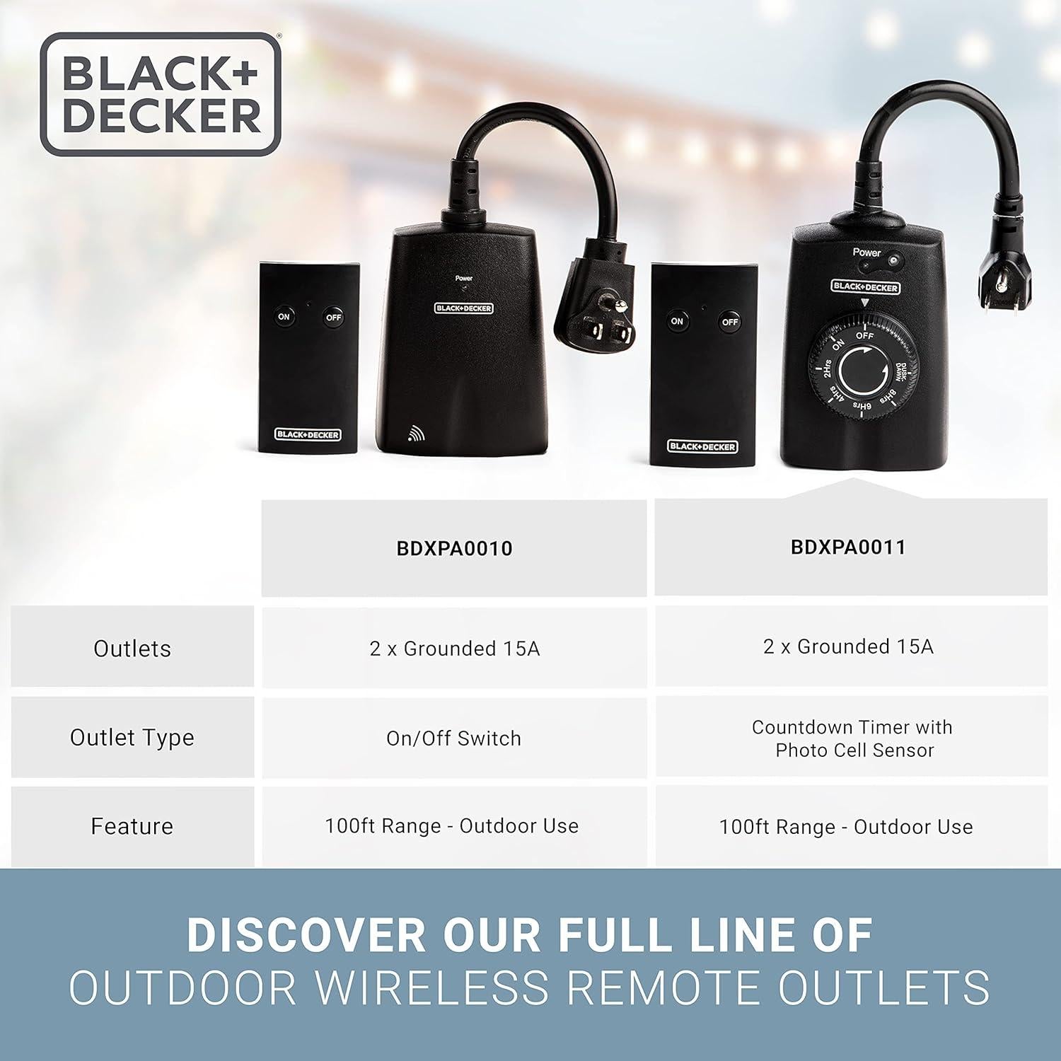 Temporizador Inalámbrico para Exterior BLACK+DECKER 2 Salidas 15A