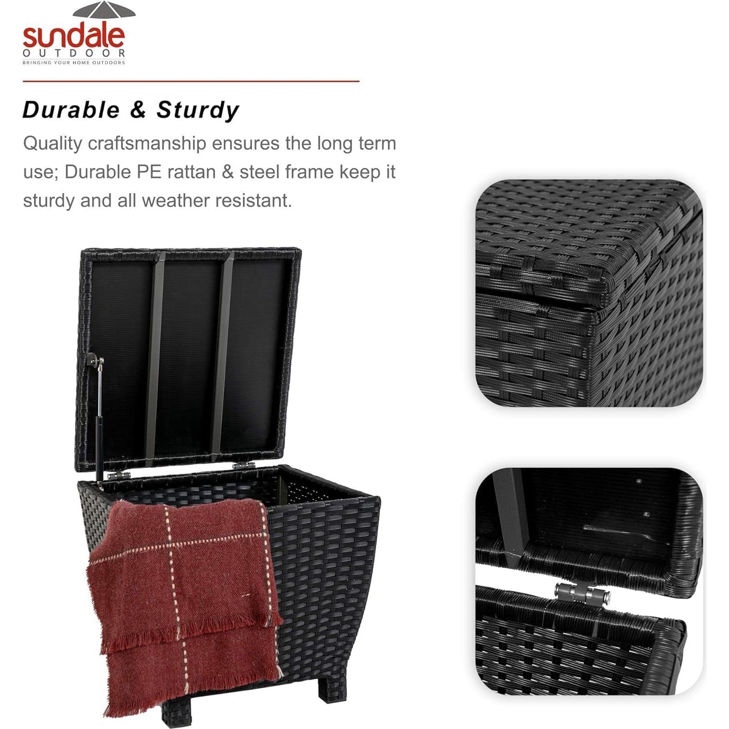 Caja de Almacenamiento Exterior Sundale 49.21L Negra con Tapa