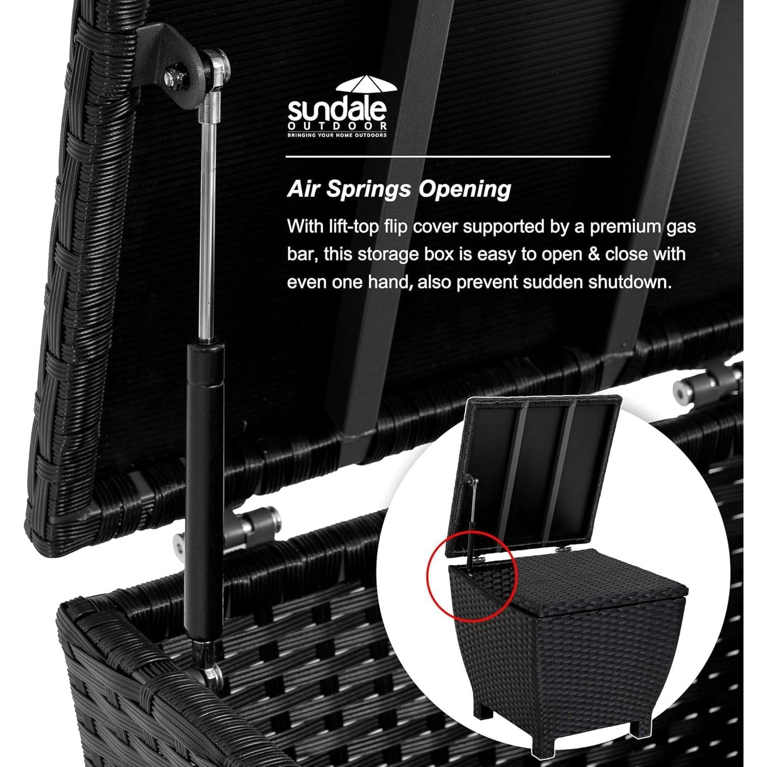 Caja de Almacenamiento Exterior Sundale 49.21L Negra con Tapa