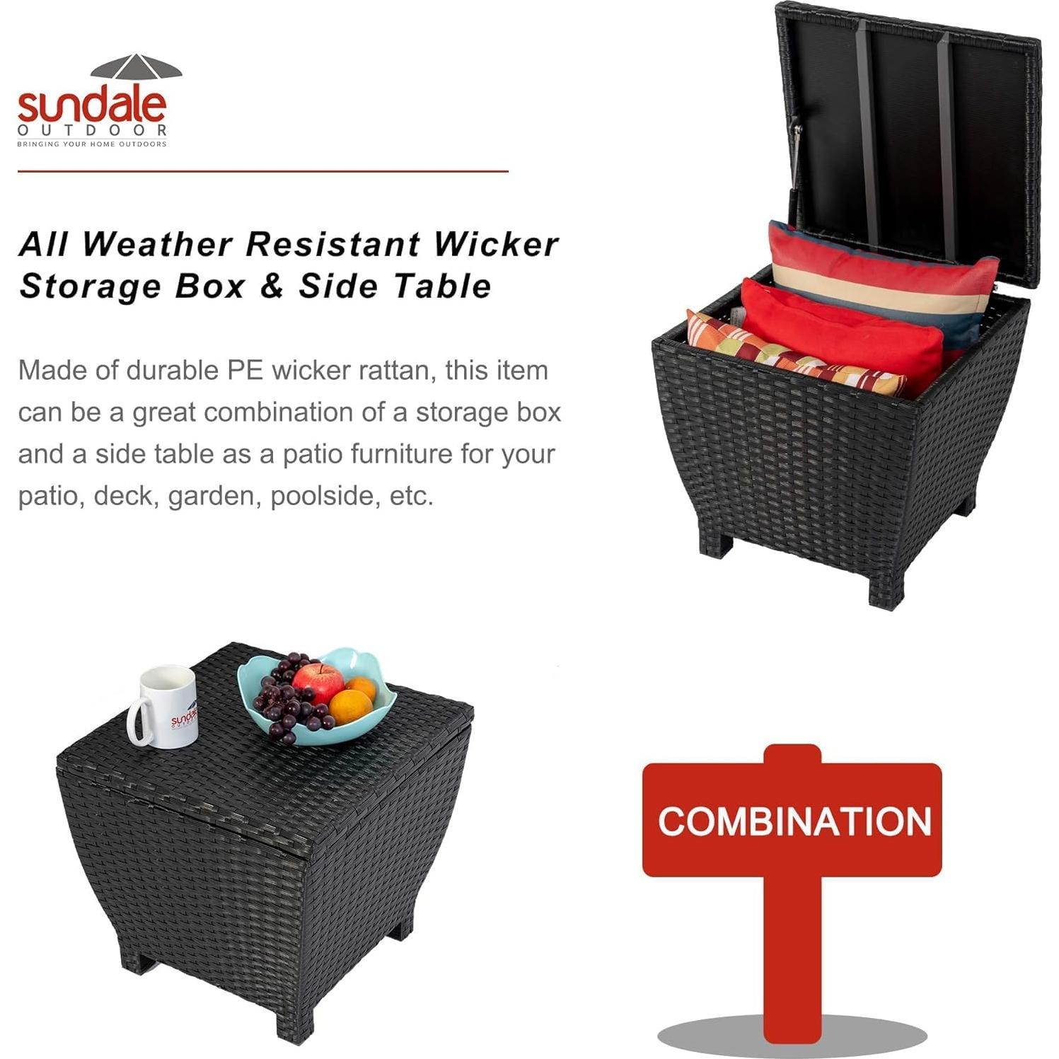 Caja de Almacenamiento Exterior Sundale 49.21L Negra con Tapa