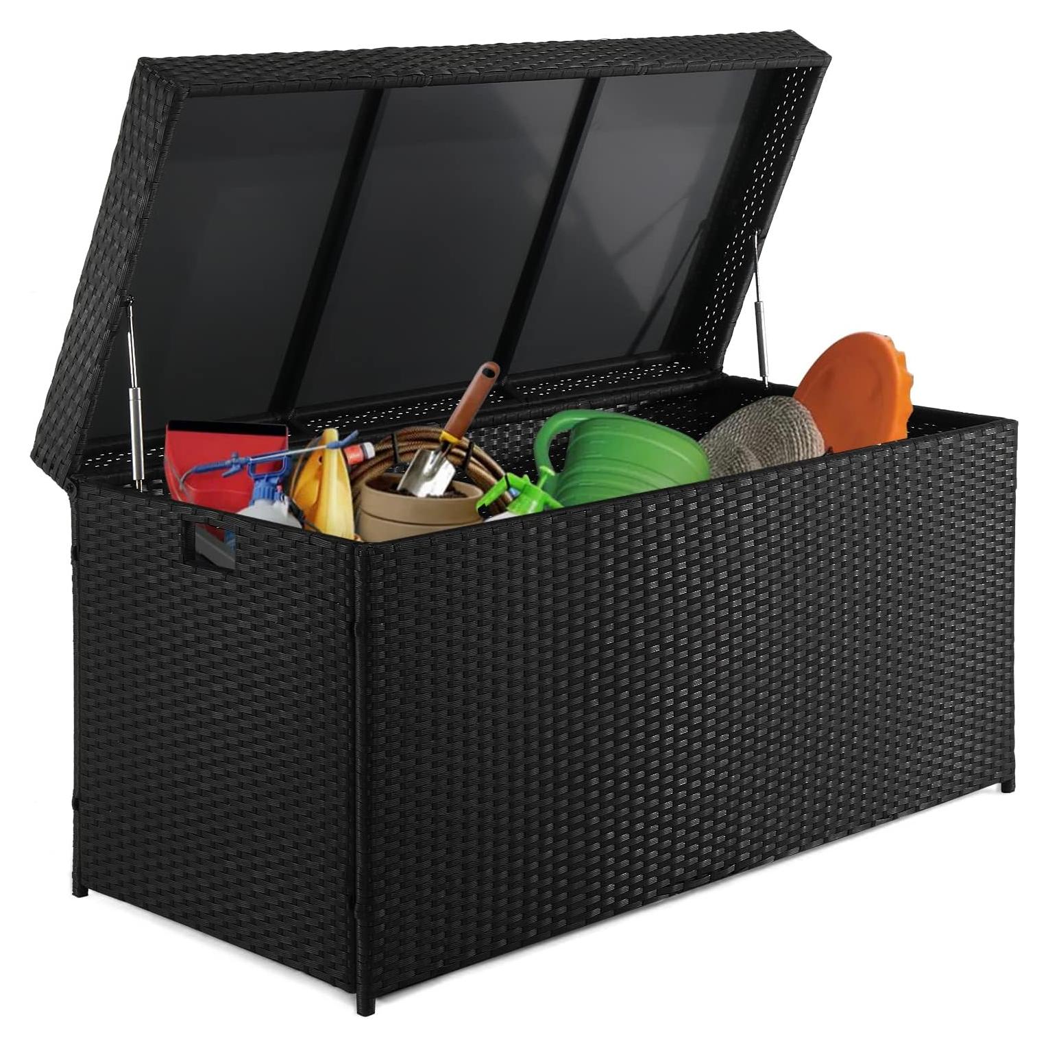 Caja de Almacenamiento Exterior VINGLI 132 Galones Rattan Negra