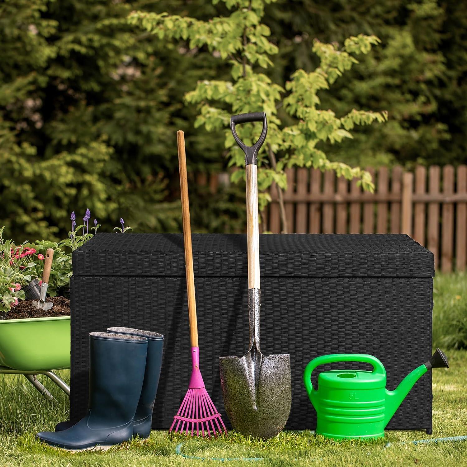 Caja de Almacenamiento Exterior VINGLI 132 Galones Rattan Negra