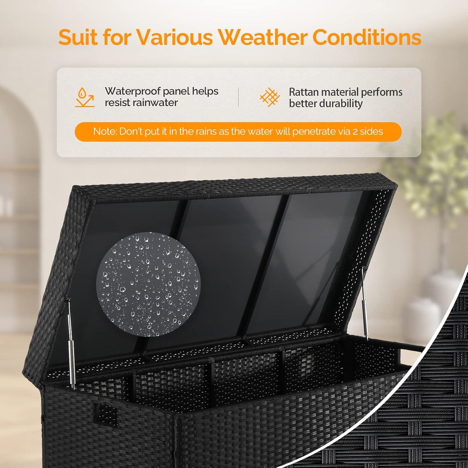 Caja de Almacenamiento Exterior VINGLI 132 Galones Rattan Negra