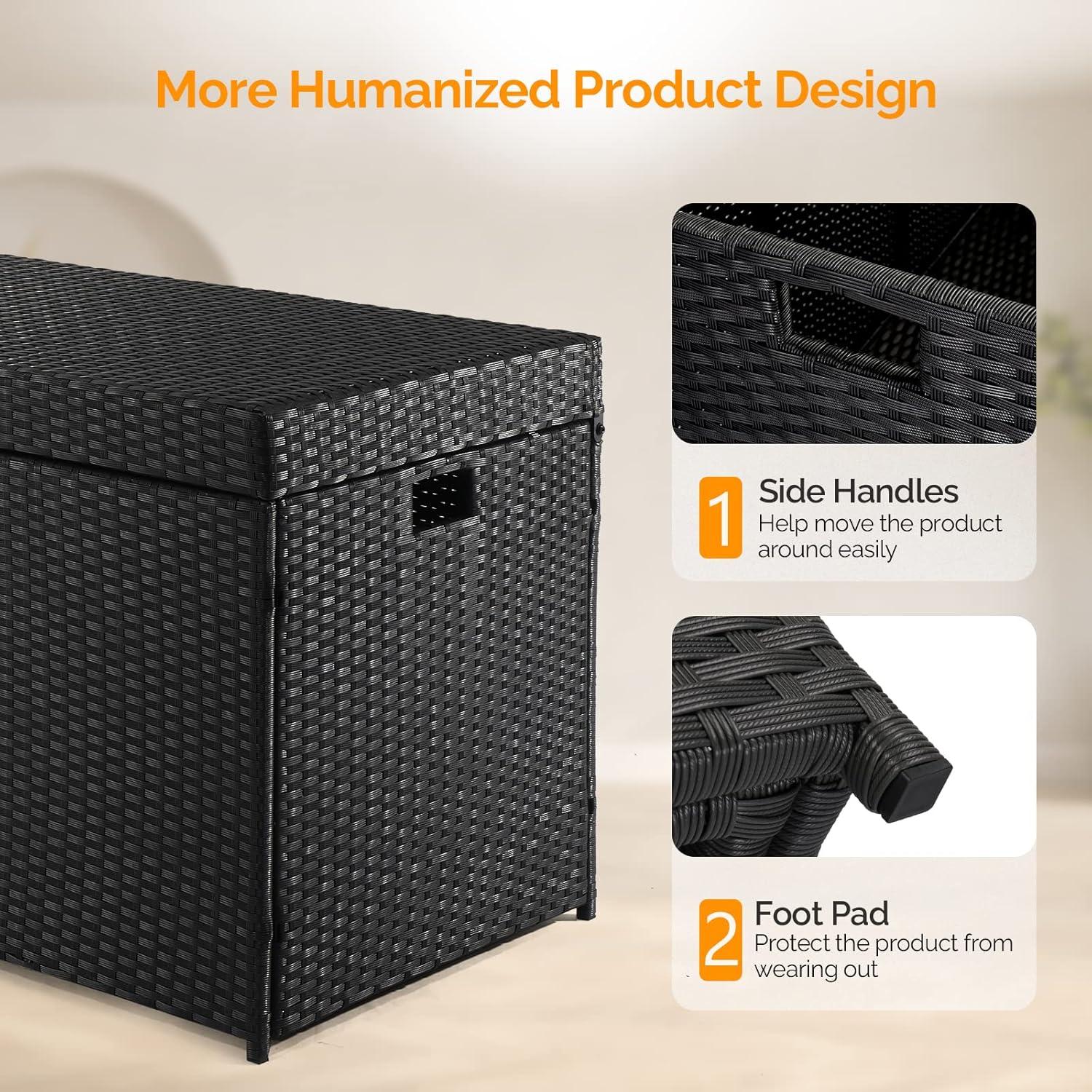 Caja de Almacenamiento Exterior VINGLI 132 Galones Rattan Negra