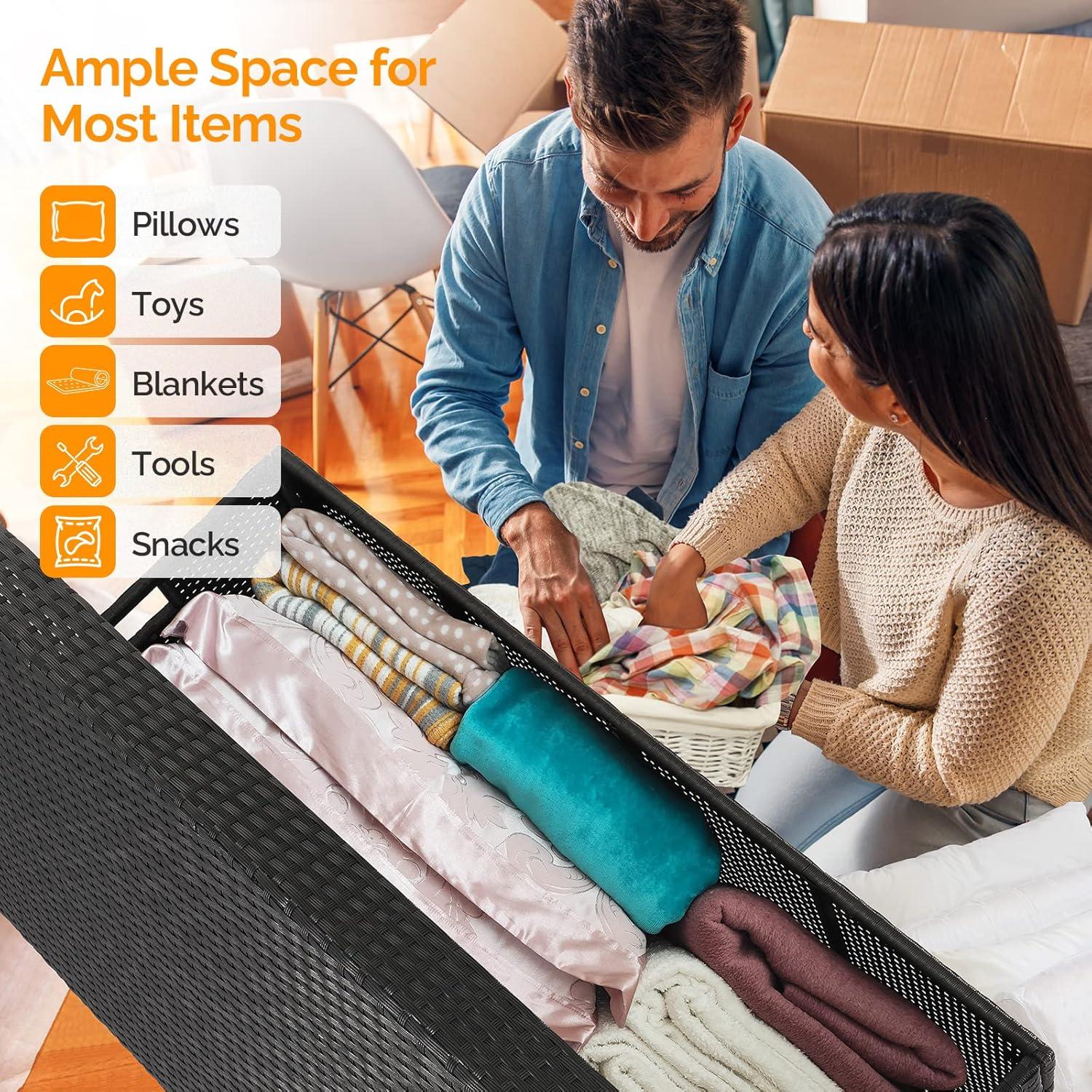 Caja de Almacenamiento Exterior VINGLI 132 Galones Rattan Negra