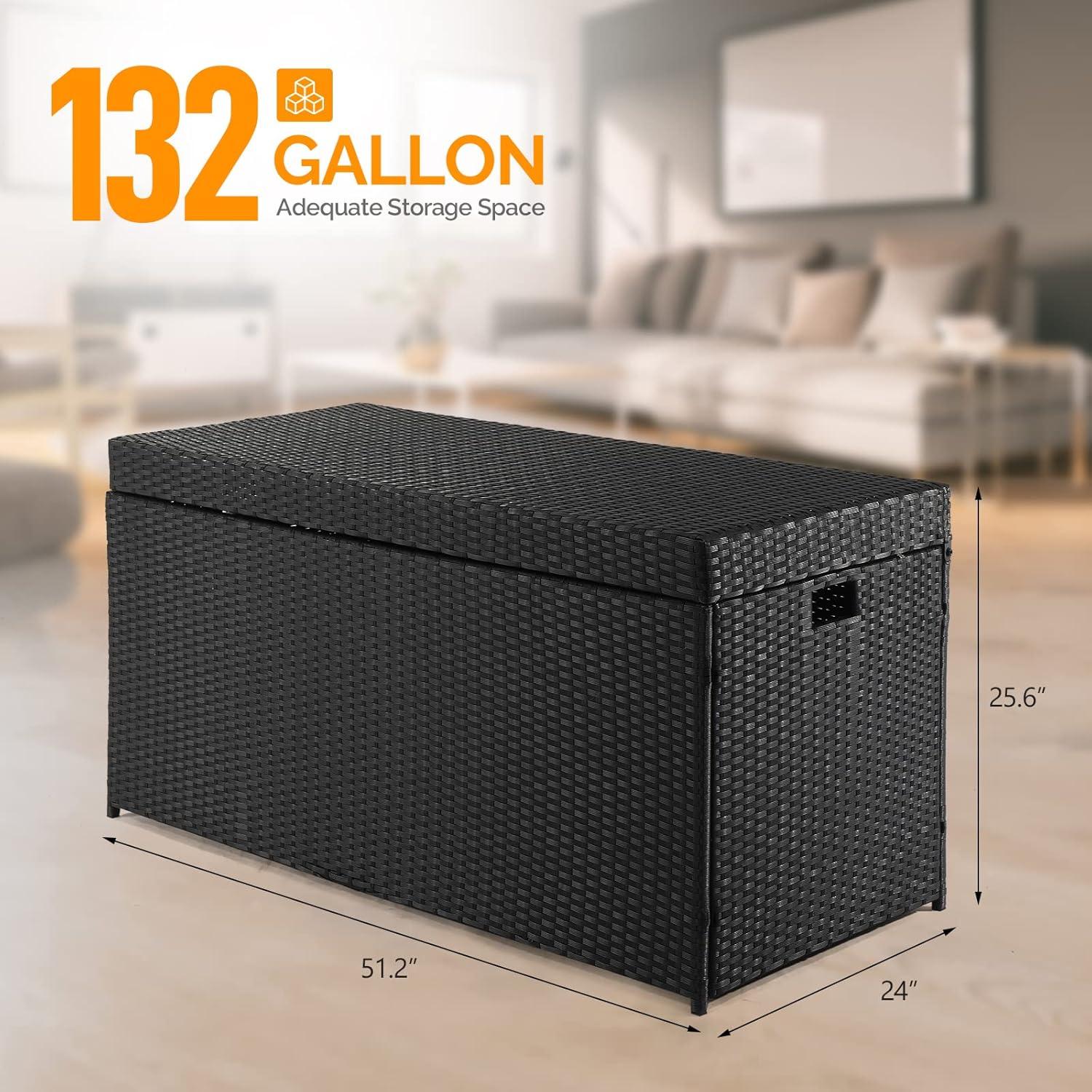 Caja de Almacenamiento Exterior VINGLI 132 Galones Rattan Negra