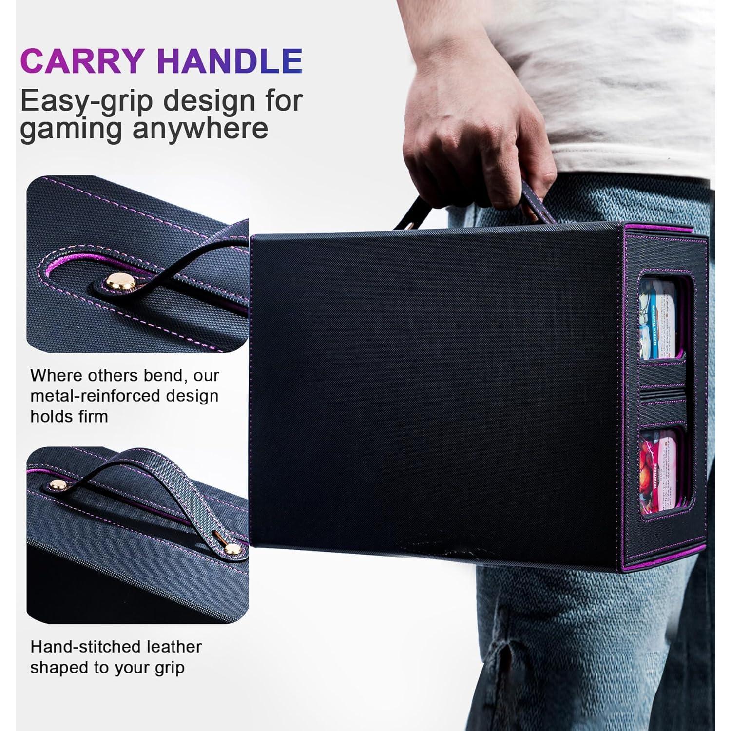 Commander Deck Box for MTG, 6-Deck Modular Card Case with Dice Tray Holds 600+ Double-sleeved Cards, Removable Trading Cards Storage Box with 35PT Magnetic Card Holders for TCG, Black Red