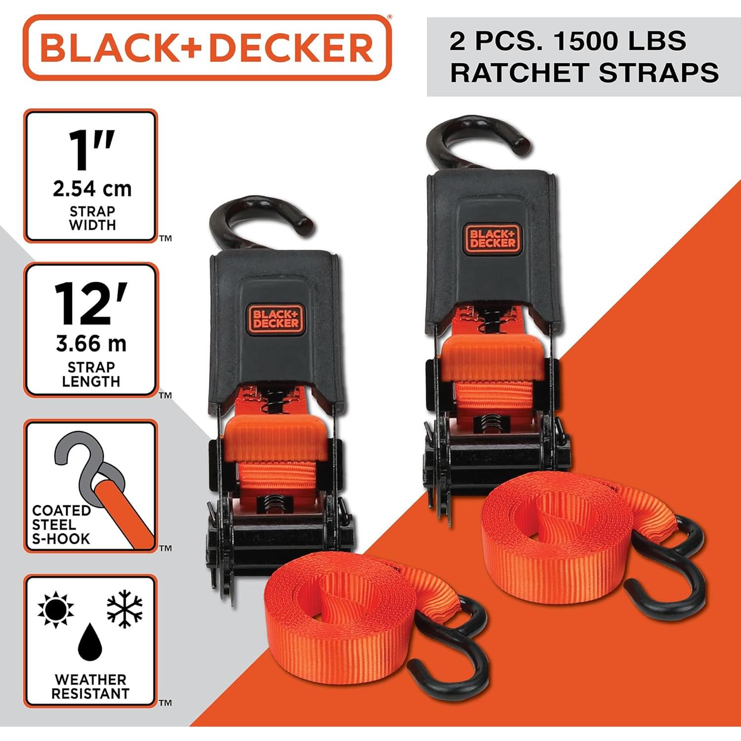 Kit de 8 Piezas de Correas de Trinquete BLACK+DECKER BDX1021