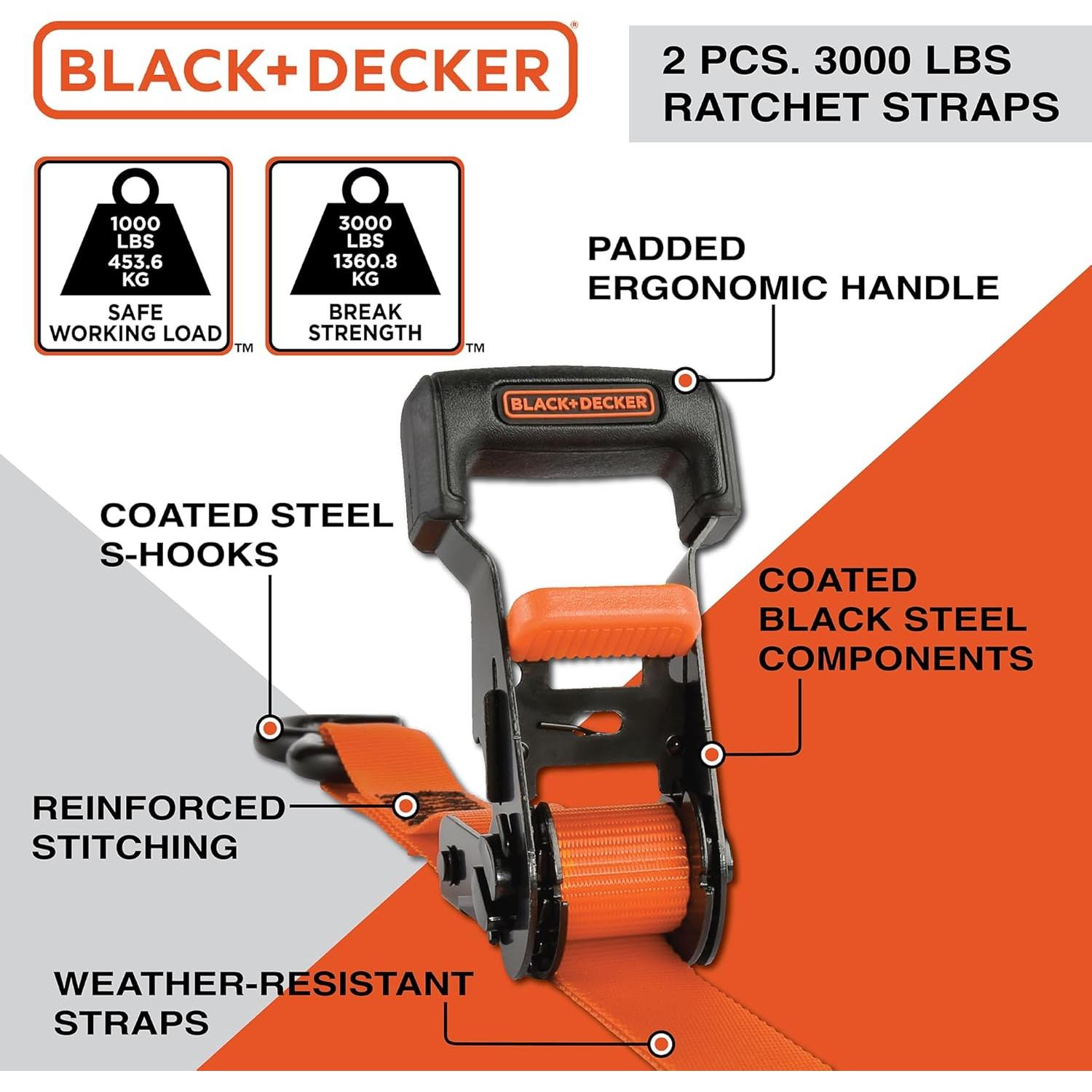 Kit de 8 Piezas de Correas de Trinquete BLACK+DECKER BDX1021