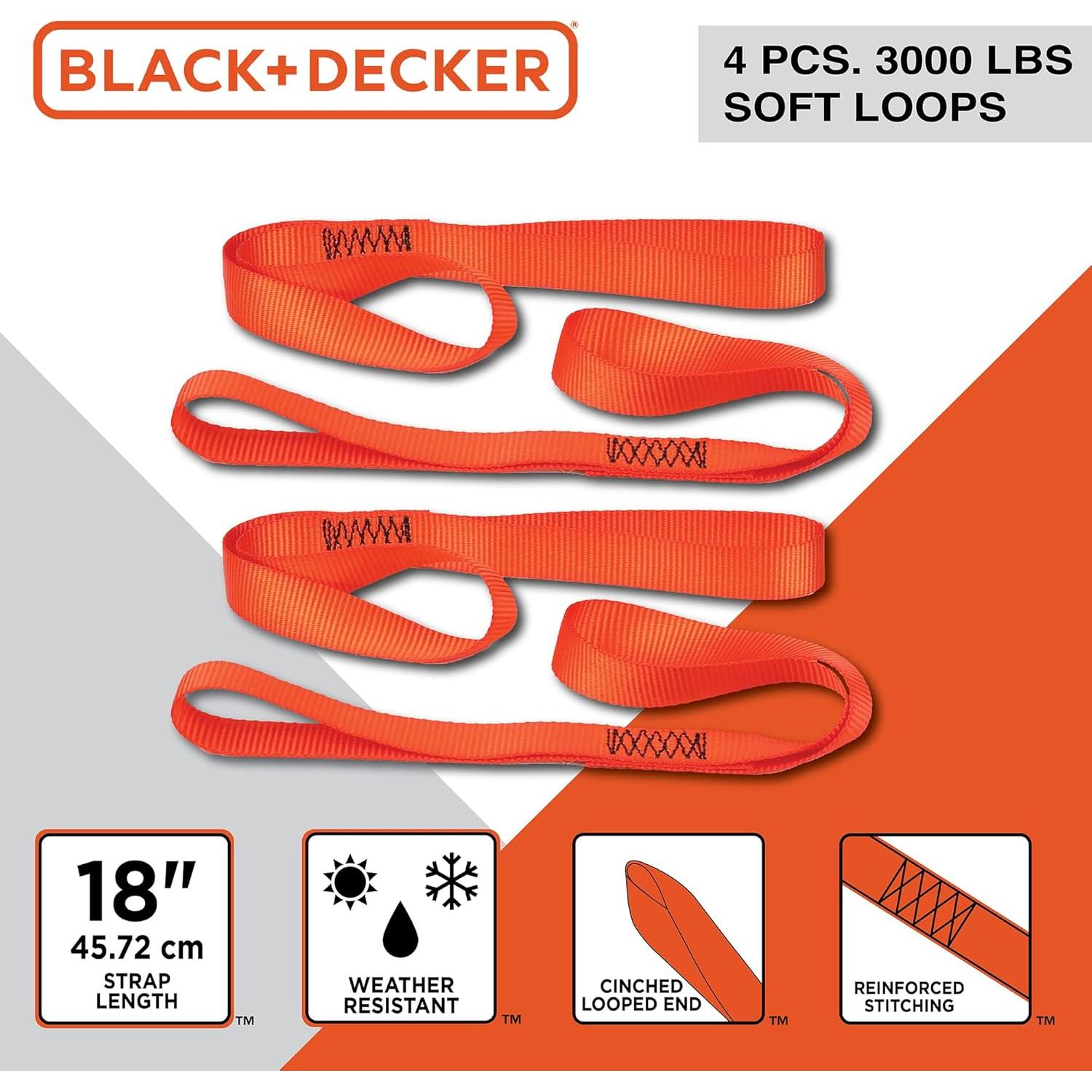 Kit de 8 Piezas de Correas de Trinquete BLACK+DECKER BDX1021