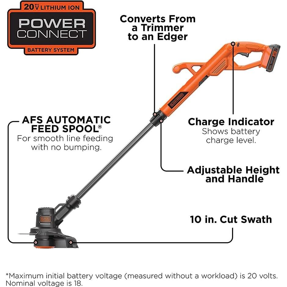 Desmalezadora Cortadora 20V MAX BLACK+DECKER LST201 con 2 Carretes