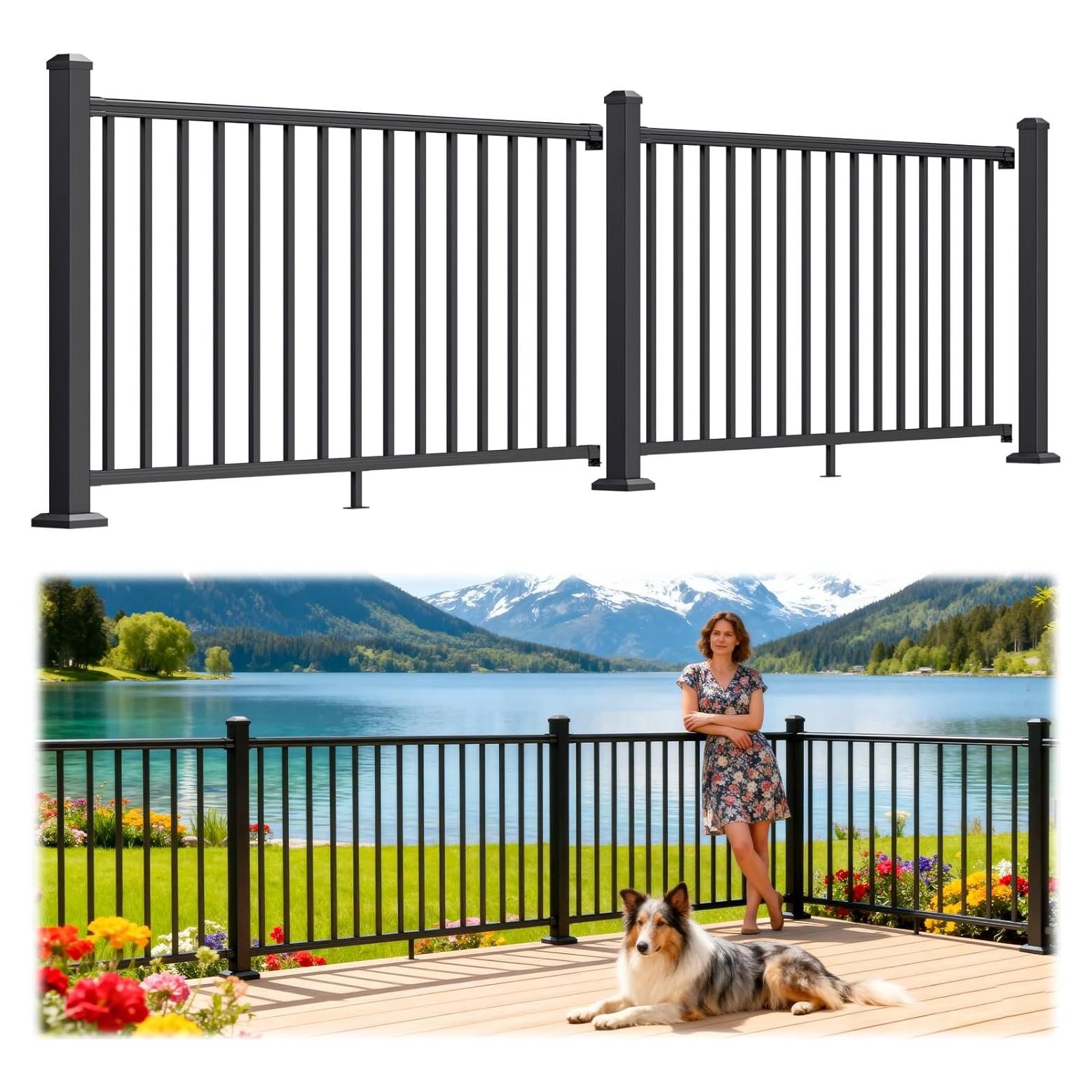 Kit de Barandilla de Aluminio Egadis 91cm x 3.66m Negro