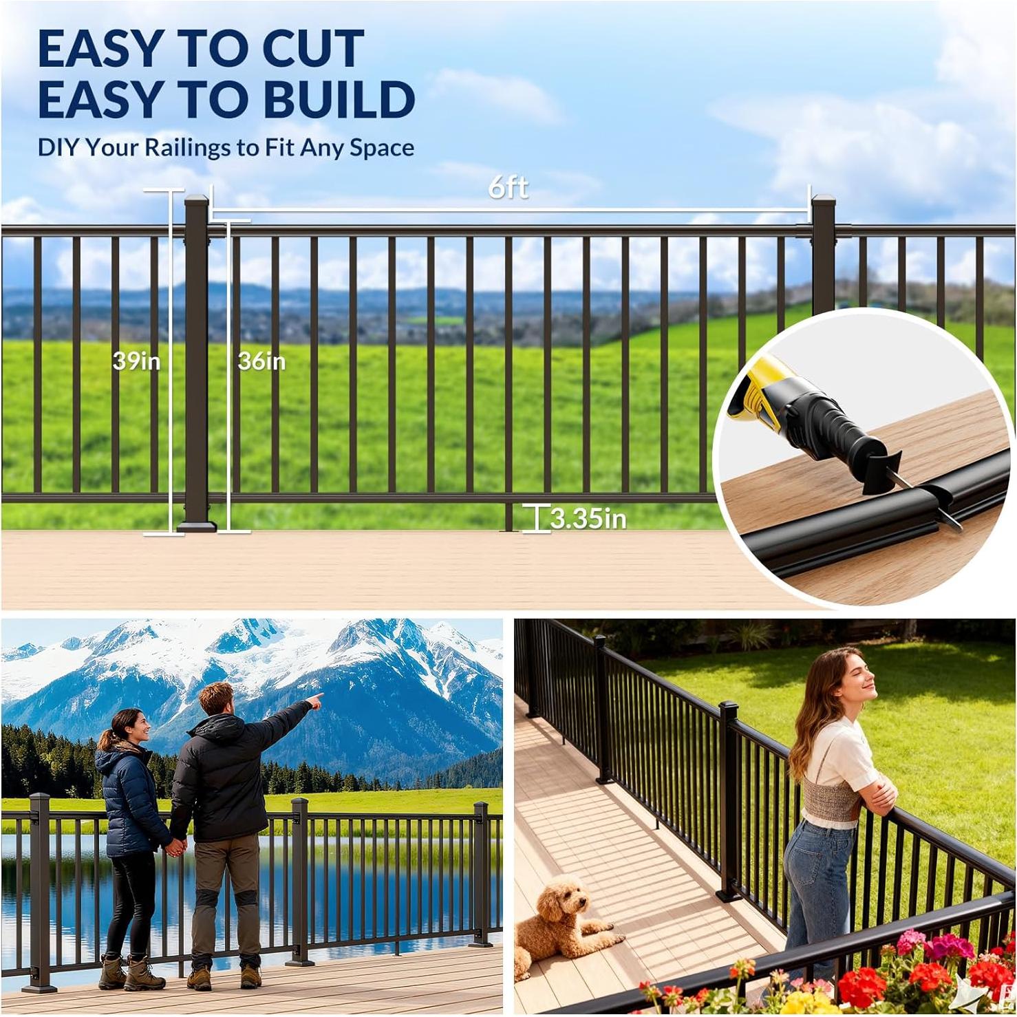 Kit de Barandilla de Aluminio Egadis 91cm x 3.66m Negro