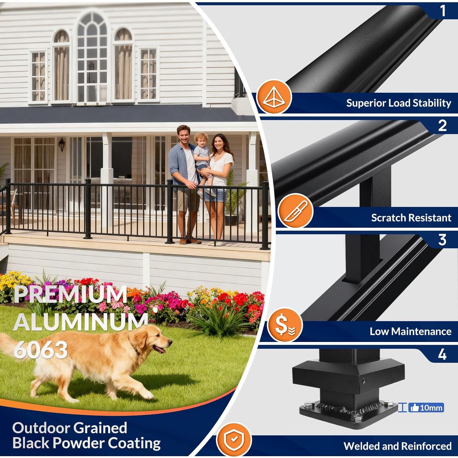 Kit de Barandilla de Aluminio Egadis 91cm x 3.66m Negro