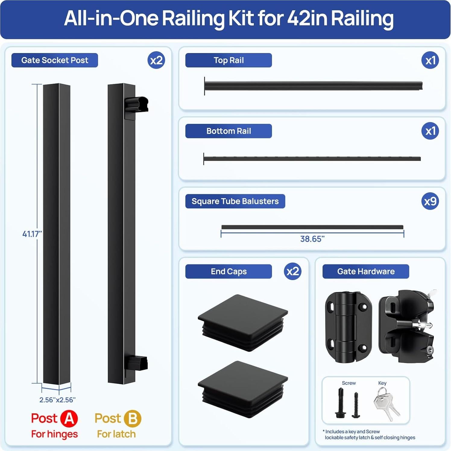 Kit de puerta de aluminio Egadis 1.22 m para barandillas 1.07 m
