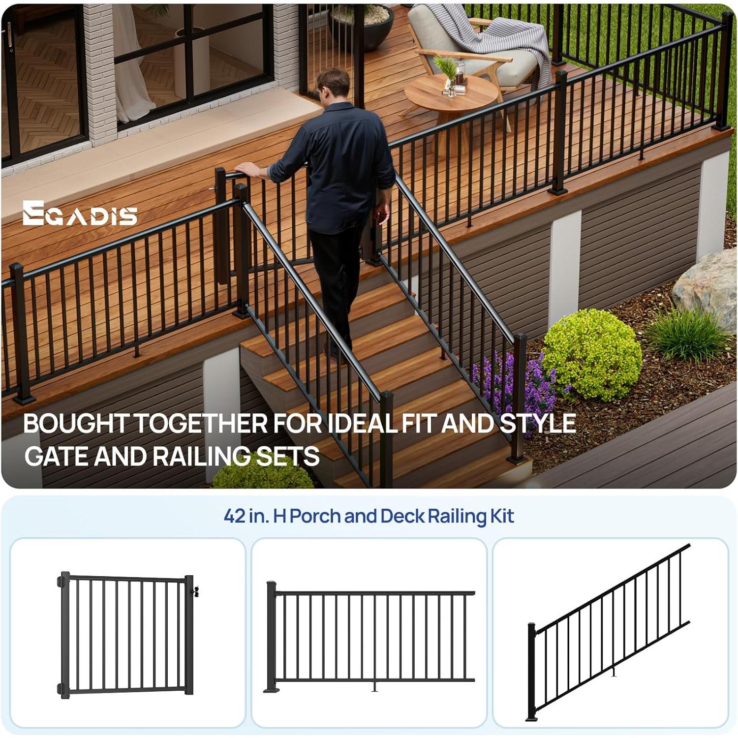 Kit de puerta de aluminio Egadis 1.22 m para barandillas 1.07 m