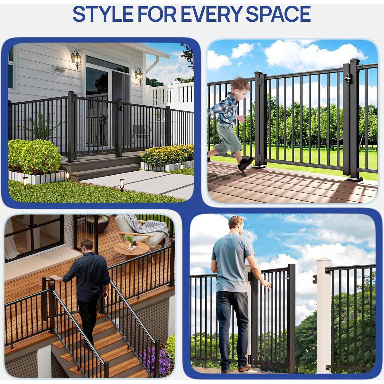 Kit de puerta de aluminio Egadis 1.22 m para barandillas 1.07 m