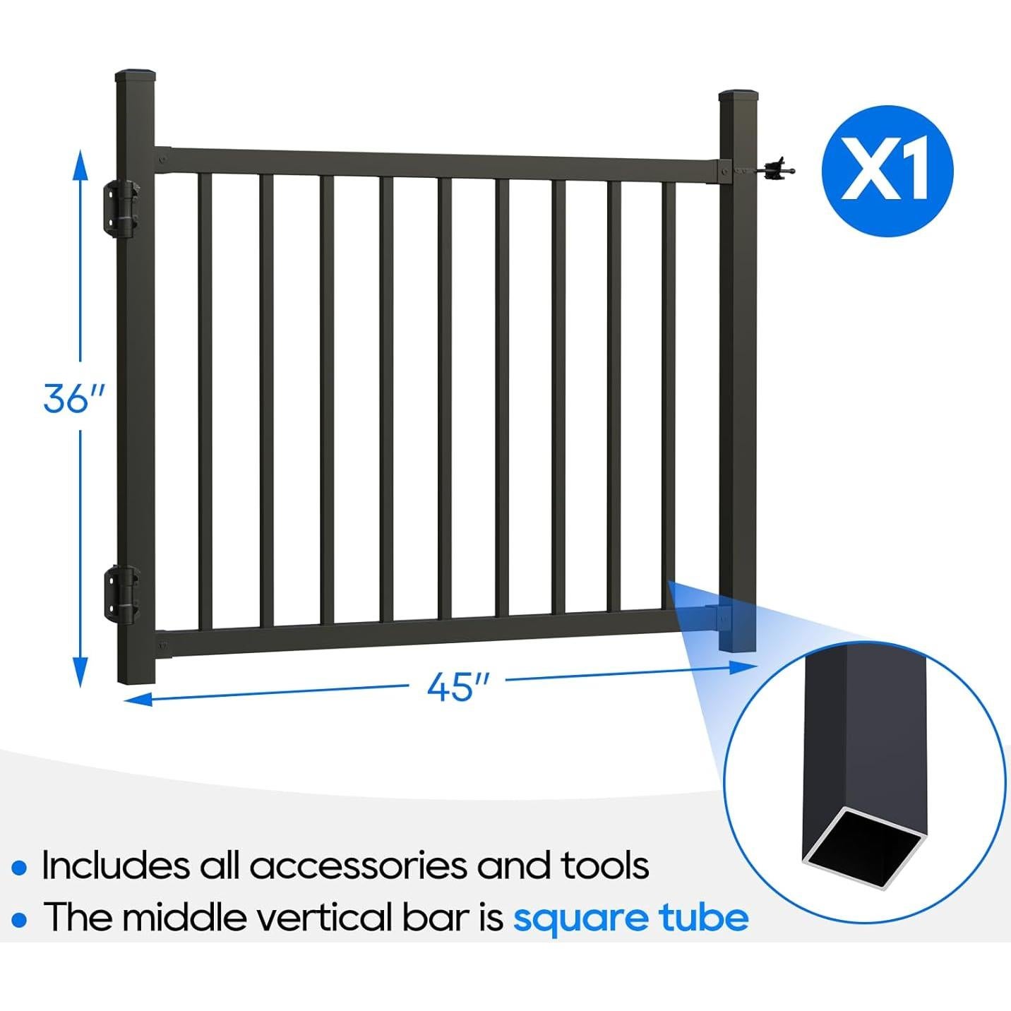 Puerta de Aluminio Coliwel 91.4 cm Ajustable Negra con Bisagras