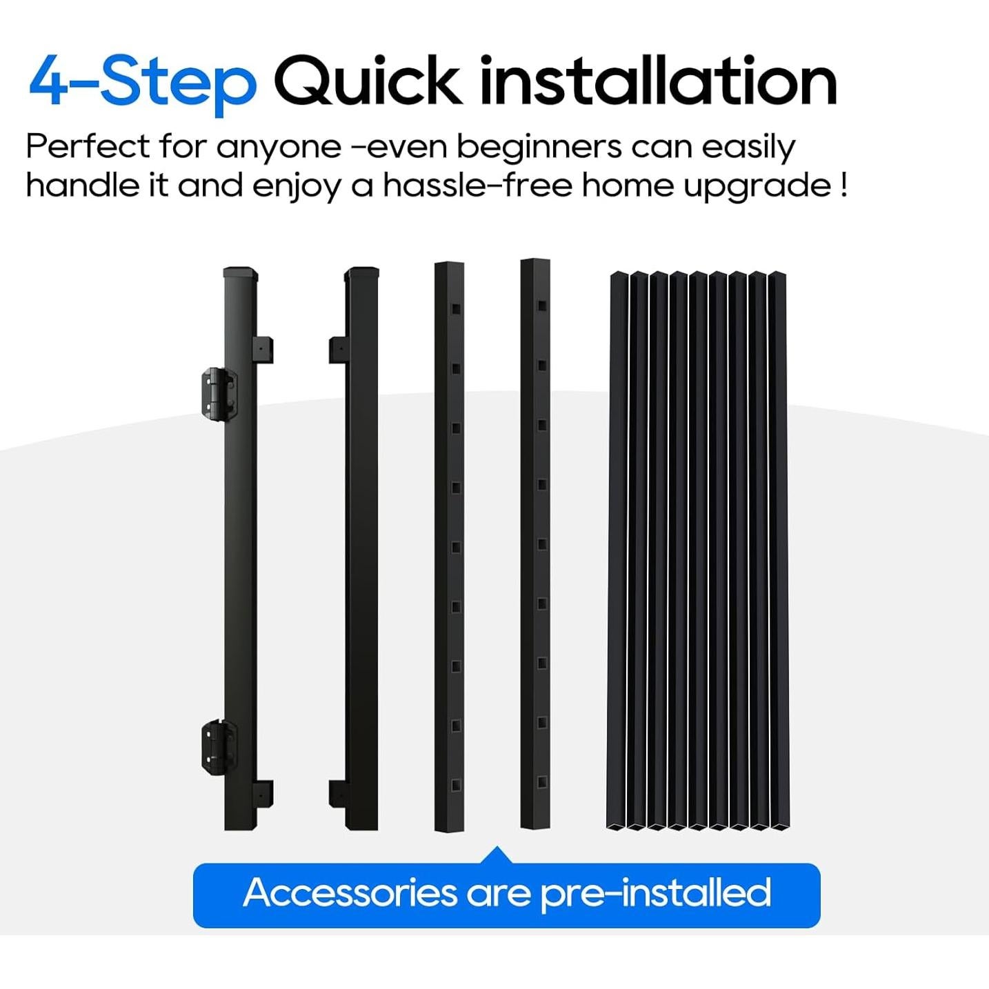 Puerta de Aluminio Coliwel 91.4 cm Ajustable Negra con Bisagras