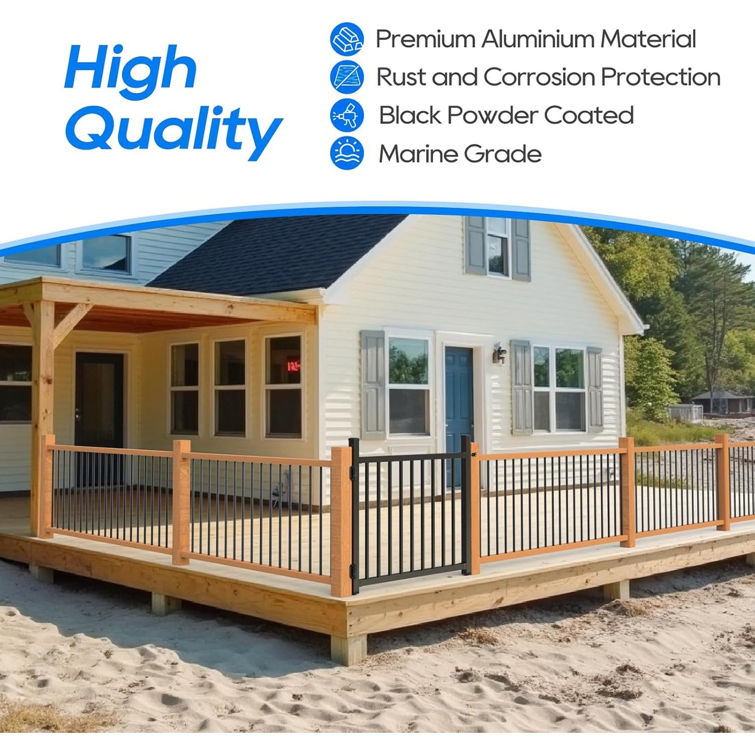 Puerta de Aluminio Coliwel 91.4 cm Ajustable Negra con Bisagras