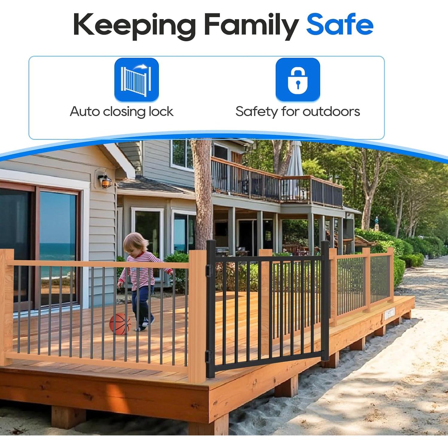 Puerta de Aluminio Coliwel 91.4 cm Ajustable Negra con Bisagras