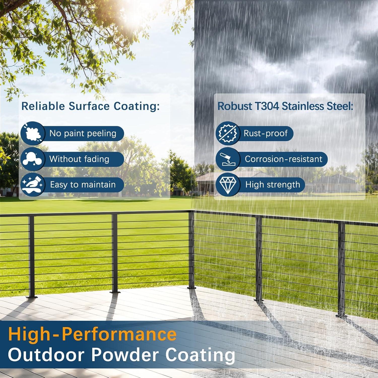 Kit de Barandilla de Cable Gyykzz 3 Niveles 91.44 cm Acero Inoxidable