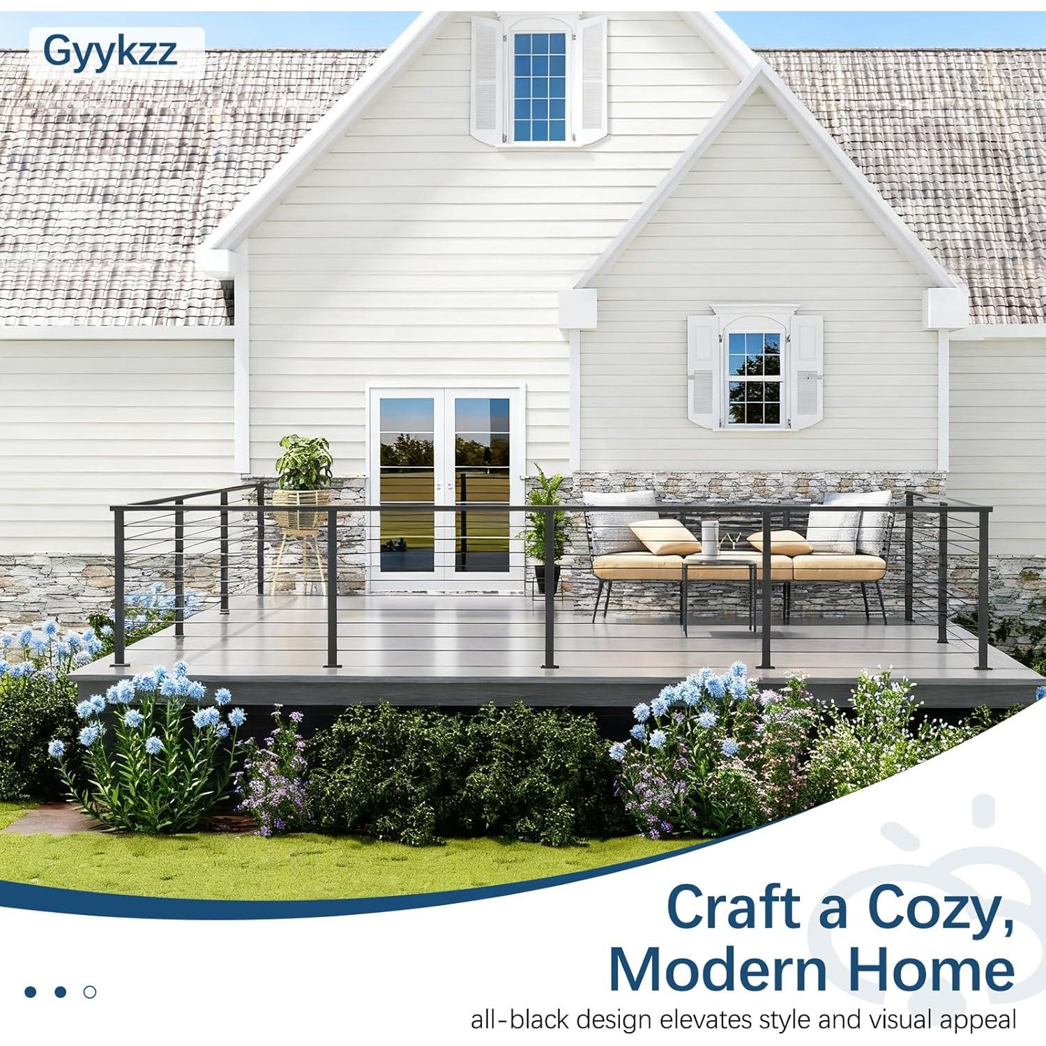 Kit de Barandilla de Cable Gyykzz 3 Niveles 91.44 cm Acero Inoxidable