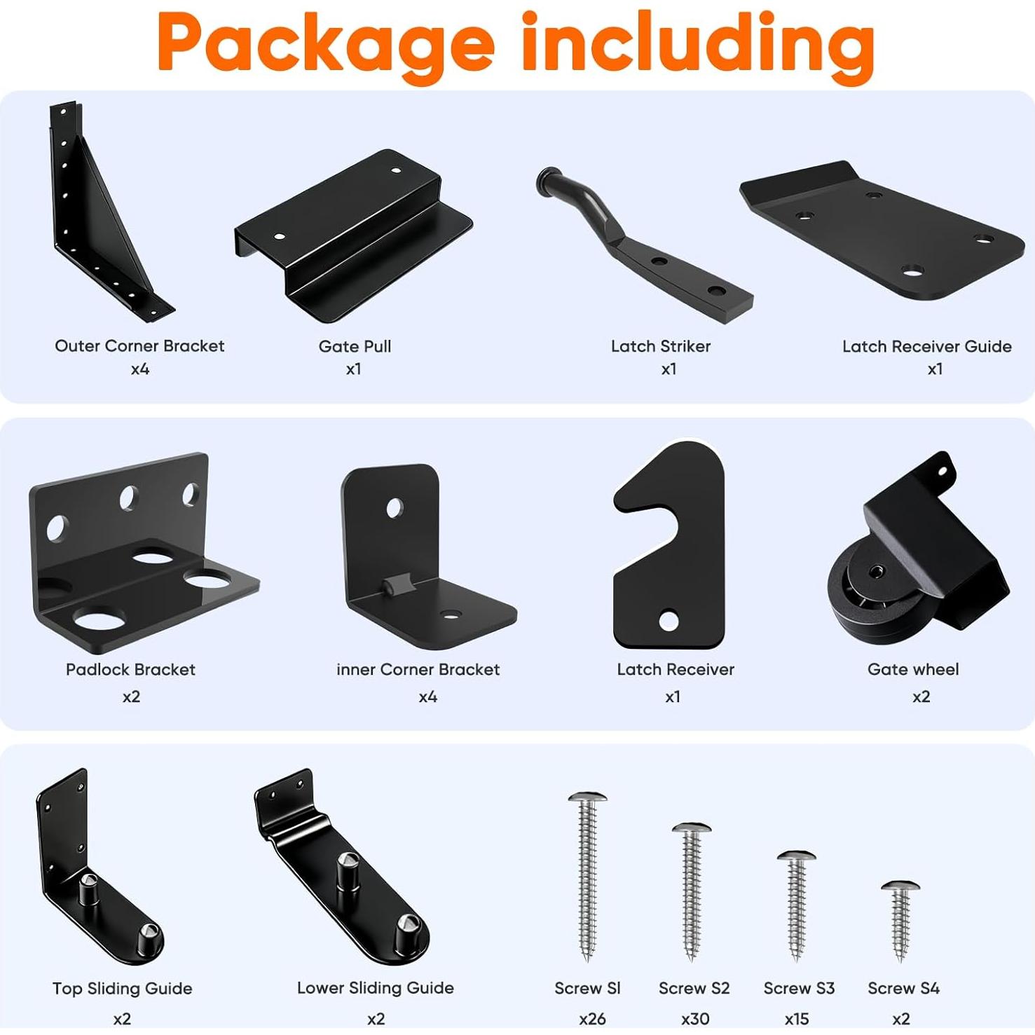 Kit de Hardware para Puerta Deslizante Hoeine - Acero Negro