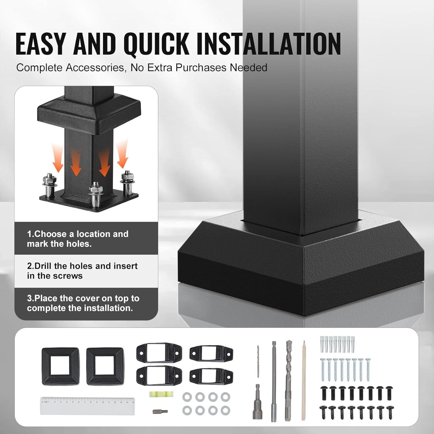 Pasamanos VEVOR para Escaleras Exteriores 2 Escalones Negro
