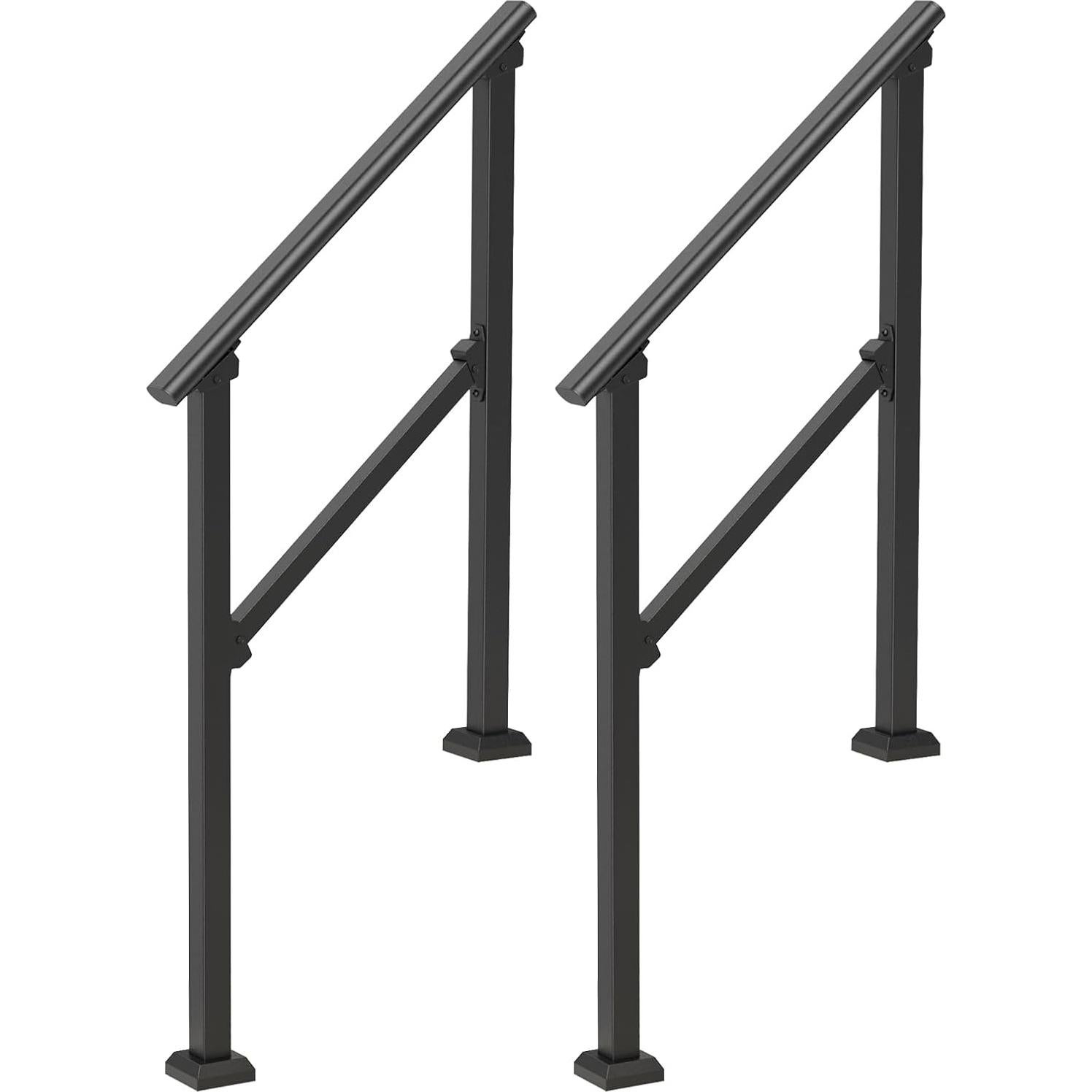 Pasamanos VEVOR para Escaleras Exteriores 2 Escalones Negro