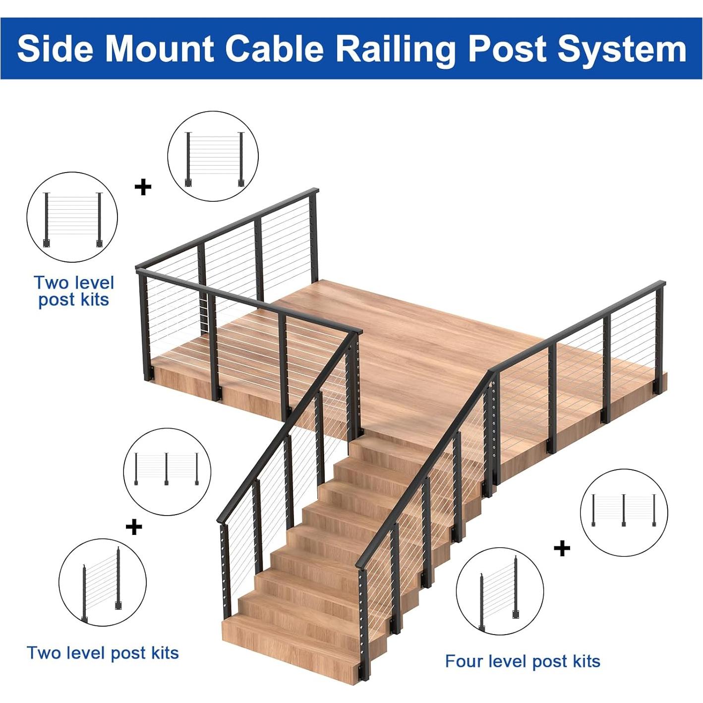 Poste de Montaje Lateral BLIKA 91 cm Acero Inoxidable Negro