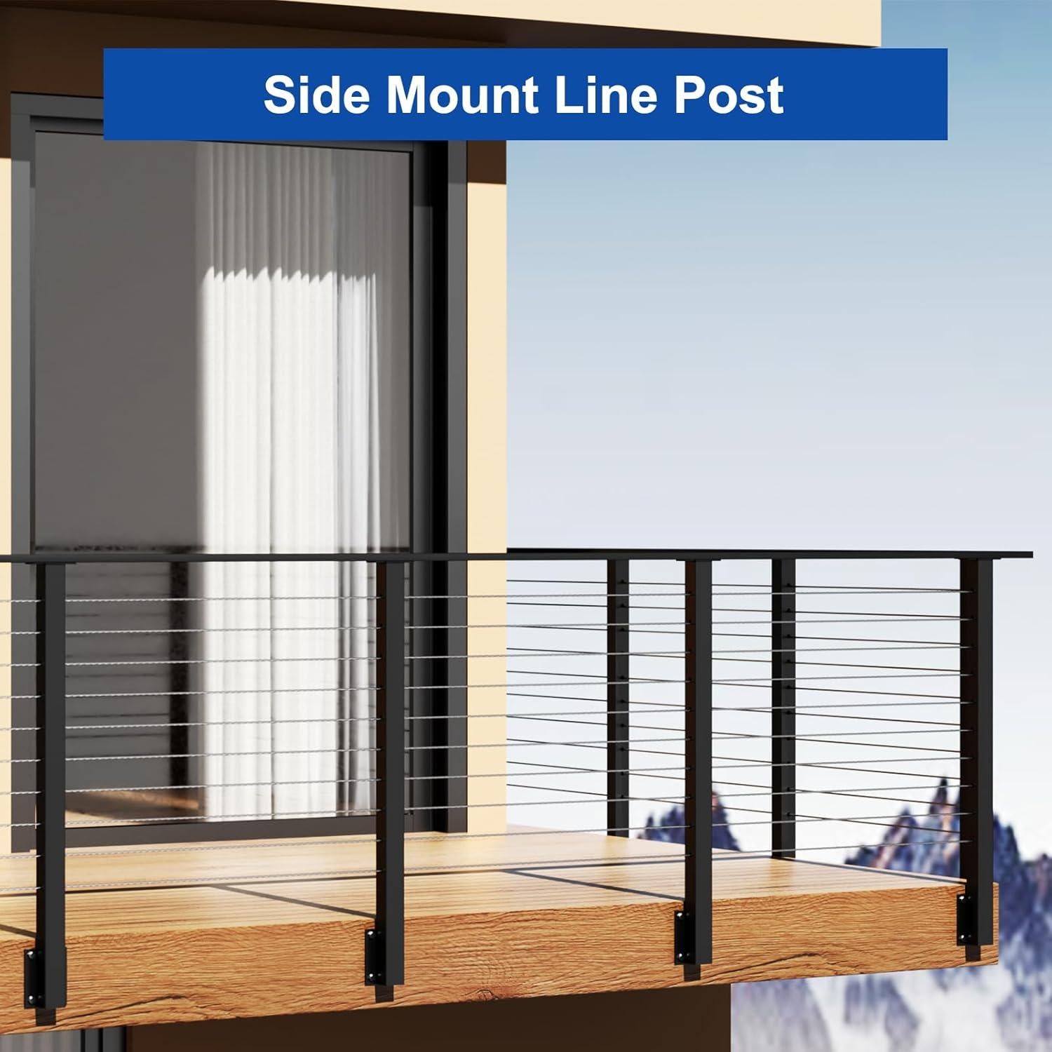 Poste de Montaje Lateral BLIKA 91 cm Acero Inoxidable Negro