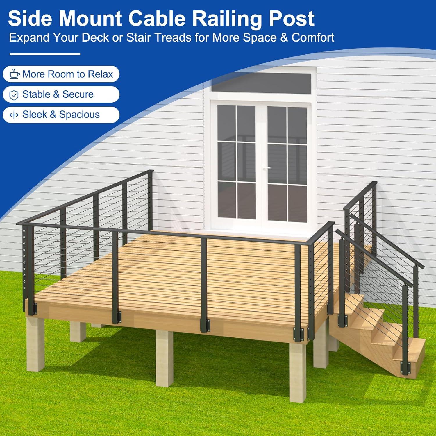 Poste de Montaje Lateral BLIKA 91 cm Acero Inoxidable Negro