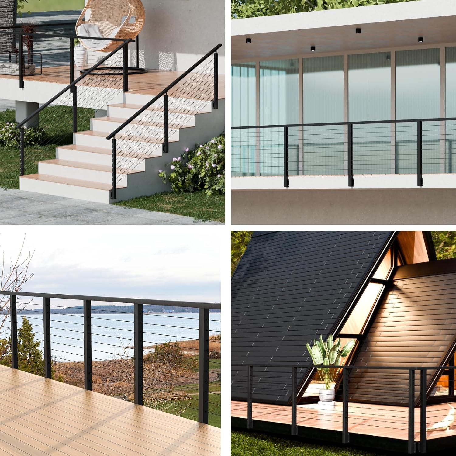 Poste de Montaje Lateral BLIKA 91 cm Acero Inoxidable Negro