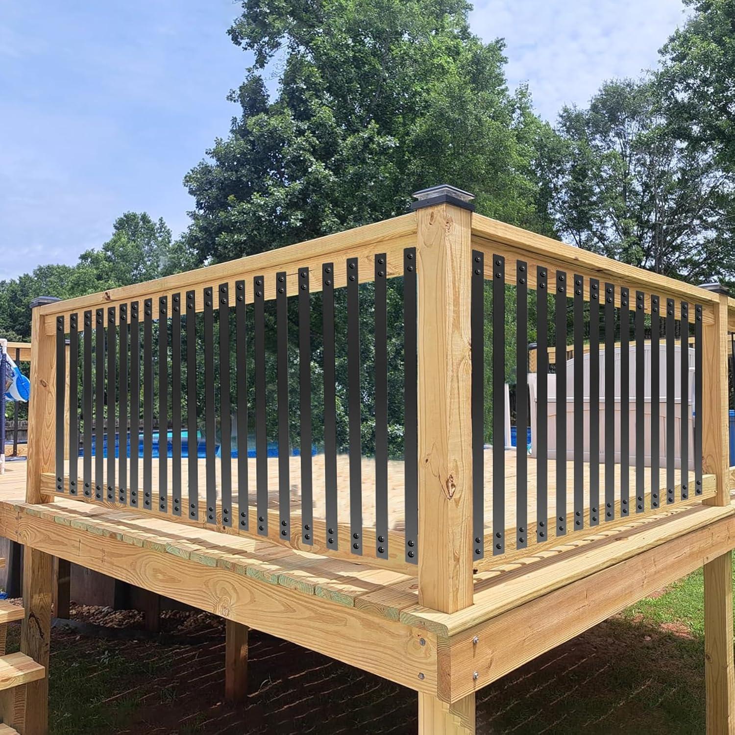 Kit de Barandilla de Metal Negro EEURAO 91.44cm para Deck