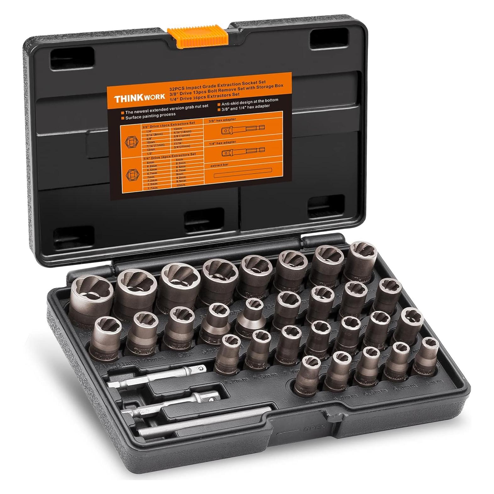 Kit de Extractores de Tornillos THINKWORK 32 Piezas Acero