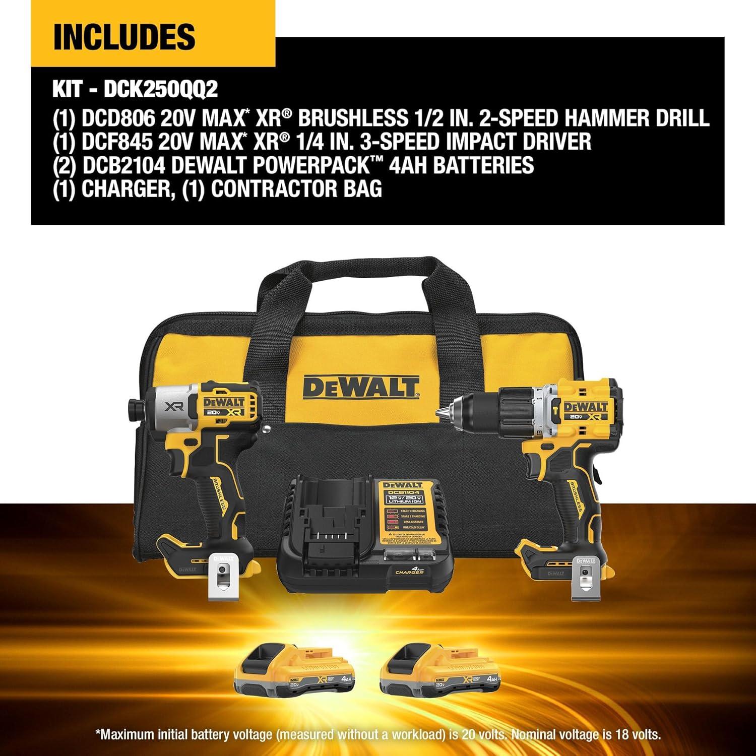 Kit Combo Taladro de Martillo y Destornillador DEWALT 20V