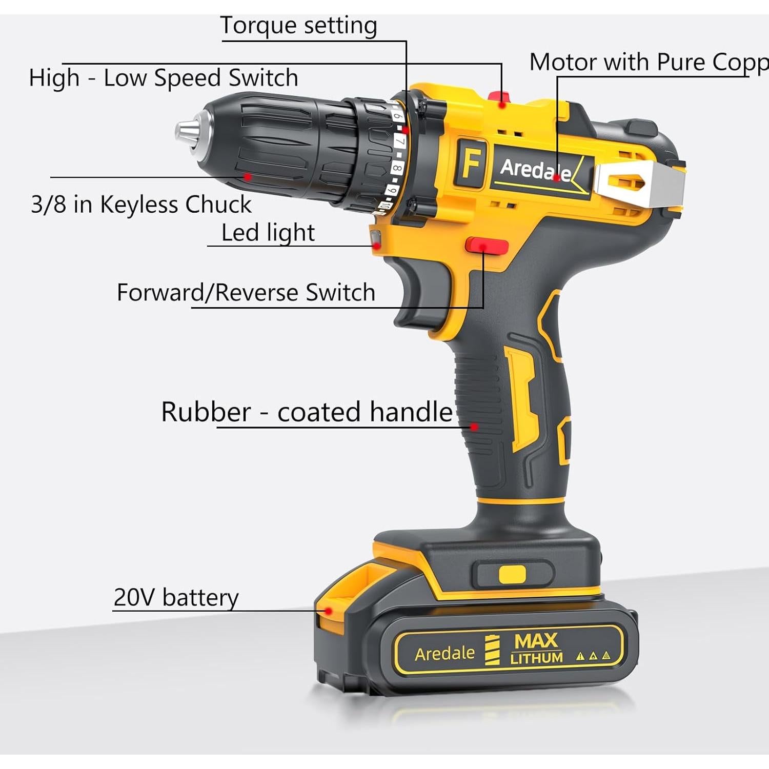 Taladro Inalámbrico Aredale 21V con Martillo y 2 Baterías