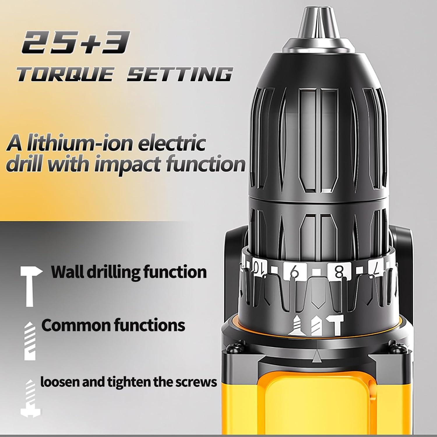 Taladro Inalámbrico Aredale 21V con Martillo y 2 Baterías