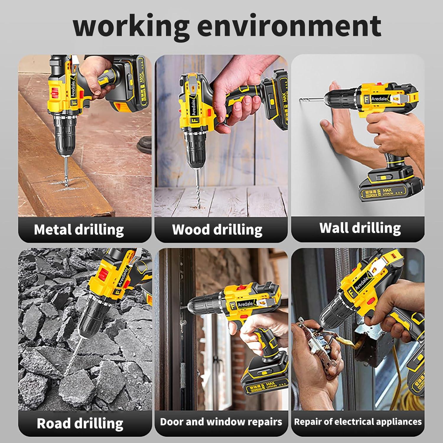 Taladro Inalámbrico Aredale 21V con Martillo y 2 Baterías