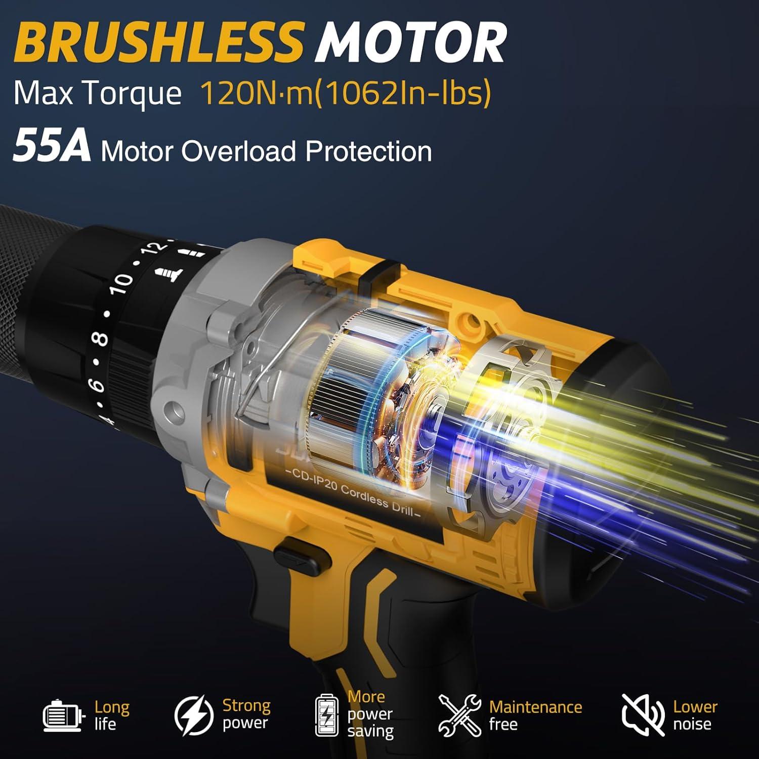 Taladro de Percusión Inalámbrico SundpeyPRO 21V 120N·m 2150RPM