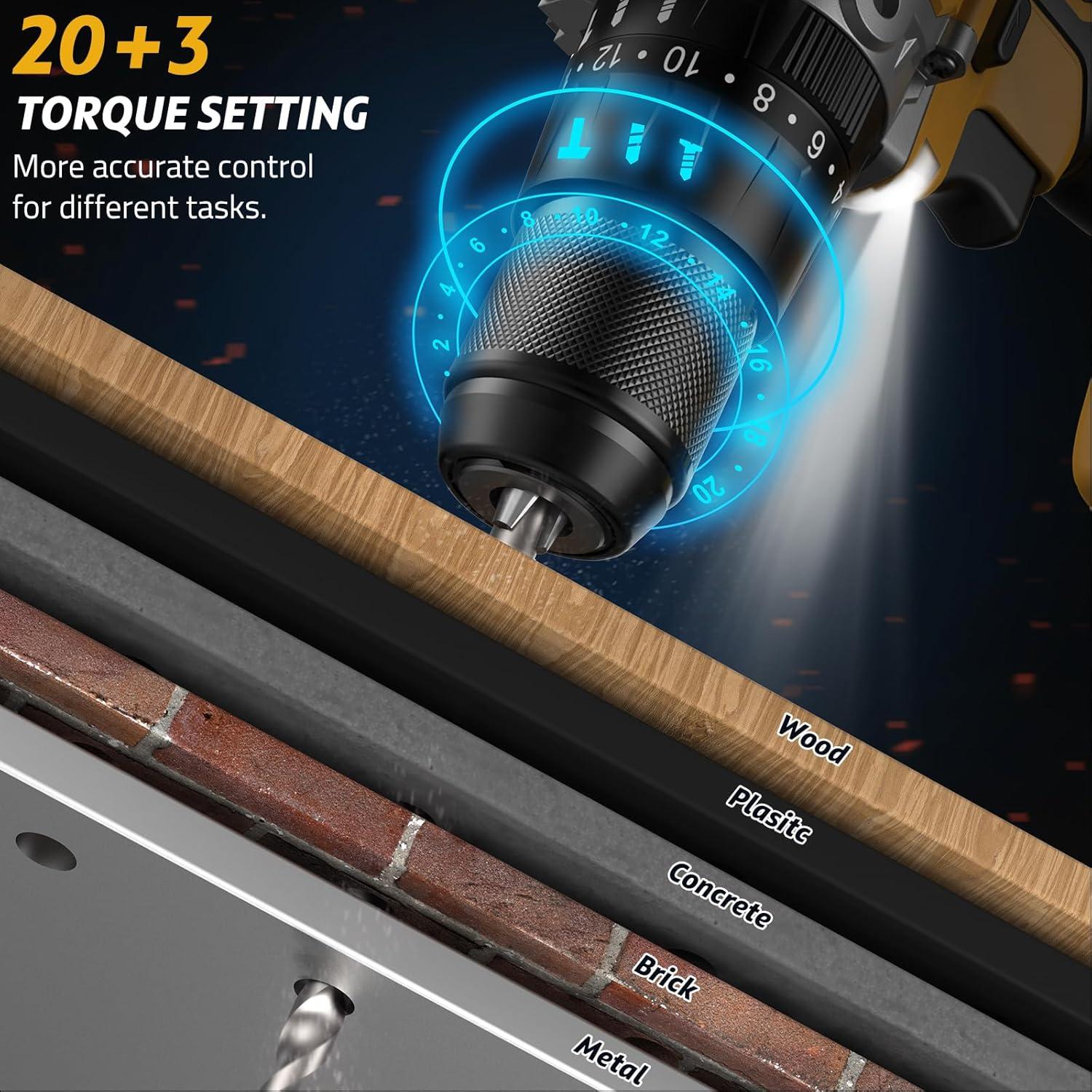 Taladro de Percusión Inalámbrico SundpeyPRO 21V 120N·m 2150RPM