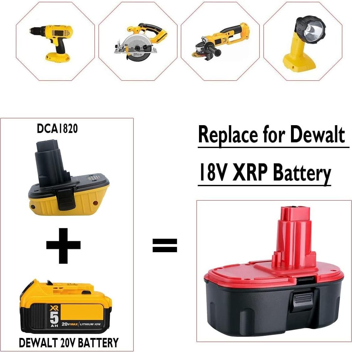 Adaptador DCA1820 Dewalt 18V a 20V - 2 Paquetes