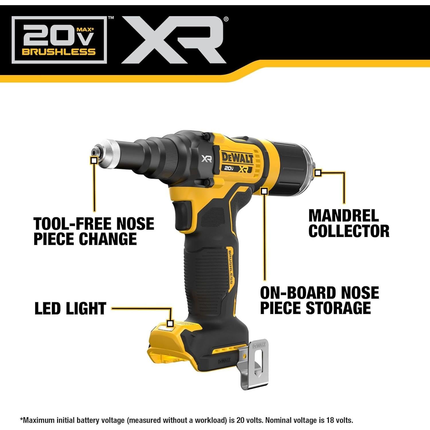Herramienta de Remaches Inalámbrica DEWALT 20V MAX XR 3/16"
