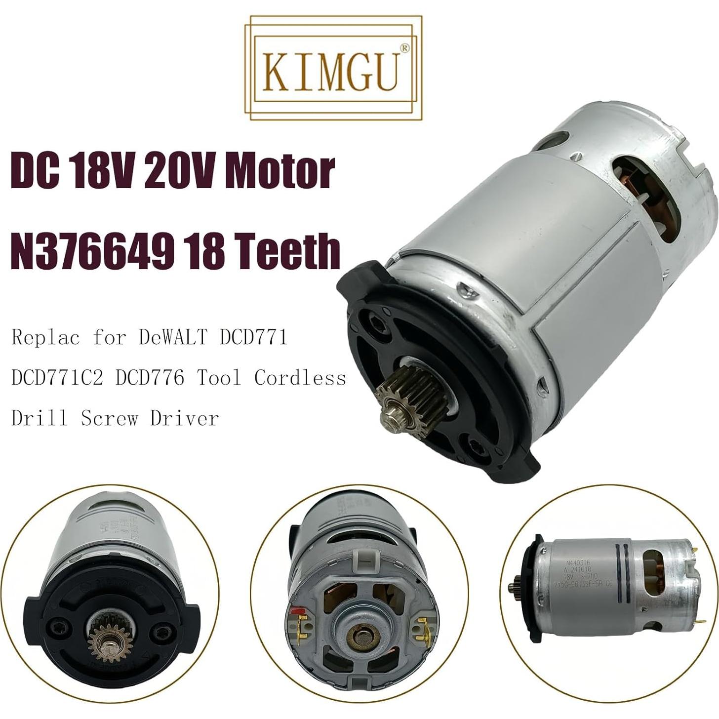 Motor Reemplazo DeWALT DCD771 18V 20V 18 Dientes Kimgu