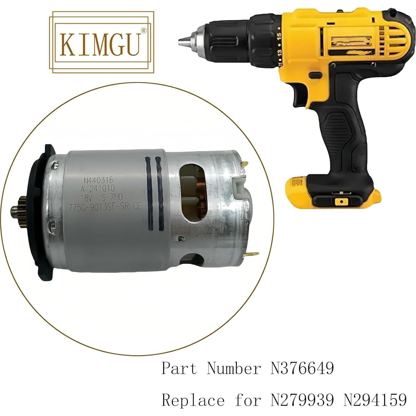 Motor Reemplazo DeWALT DCD771 18V 20V 18 Dientes Kimgu