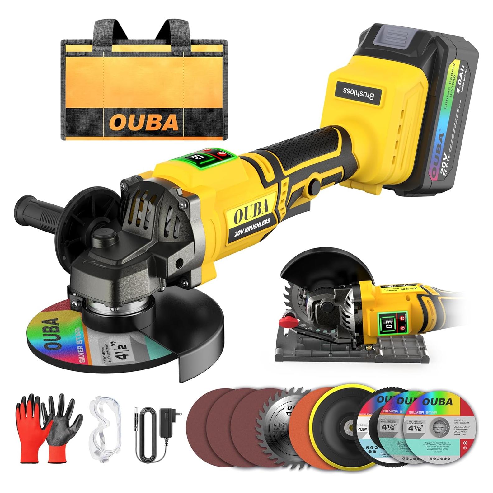 Amoladora Angular Inalámbrica OUBA 20V con 56 Accesorios