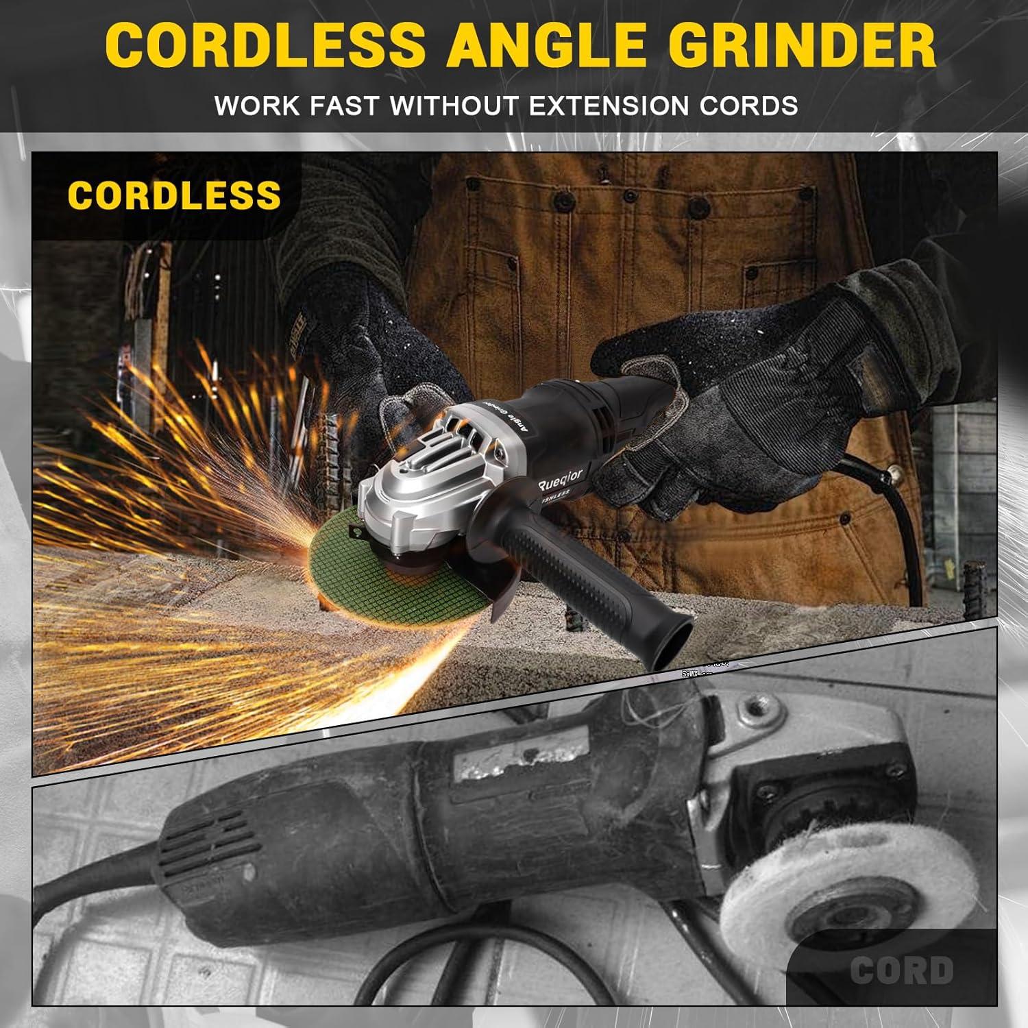 Amoladora Angular Inalámbrica Rueqior 20V MAX 10000 RPM 4.5"