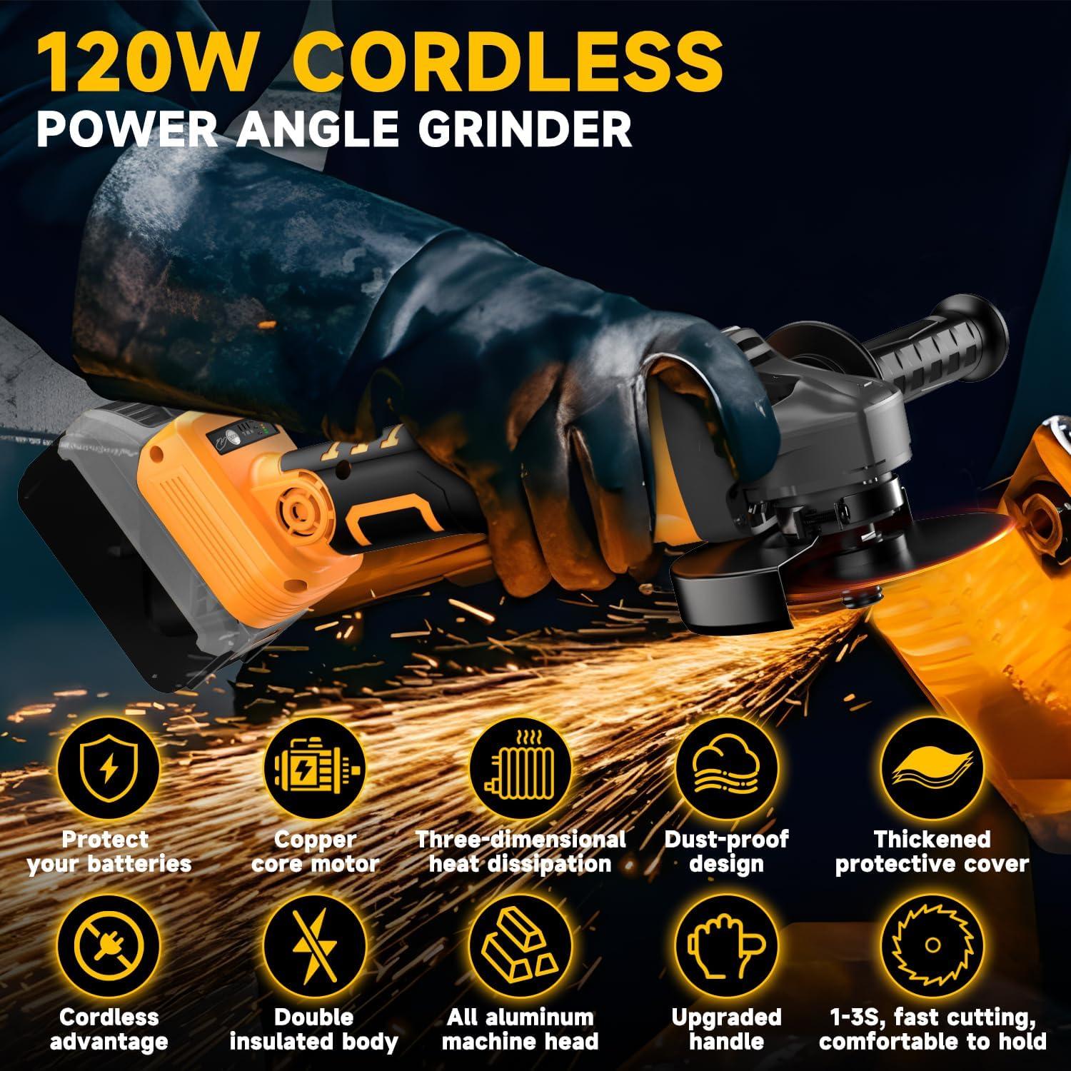 Amoladora Angular Inalámbrica GUNOZE 20V 8500 RPM Sin Batería